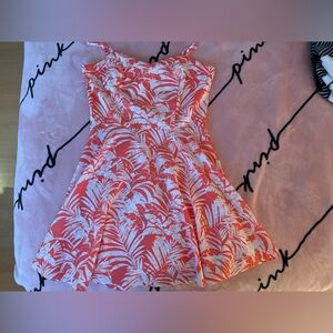 American Eagle Tropical Coral and White Dress